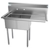 Koolmore 2 Compartment Stainless Steel NSF Commercial Kitchen Prep & Utility Sink with Drainboard SB121610-16R3